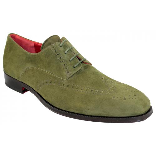 Emilio Franco 185 Olive Genuine Suede Leather Shoes.
